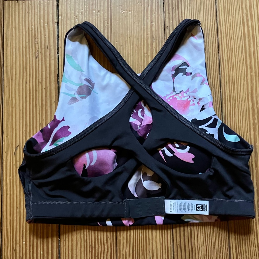 NWOT Athleta Printed Blossom High Neck Bra in Spring Night Sz S - Picture 7 of 9